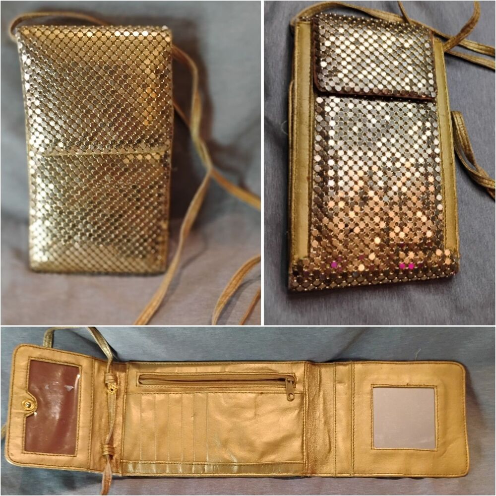 Vintage Gold Metal Mesh Crossbody Bag Wallet Small Concert Festival Shoulder Bag